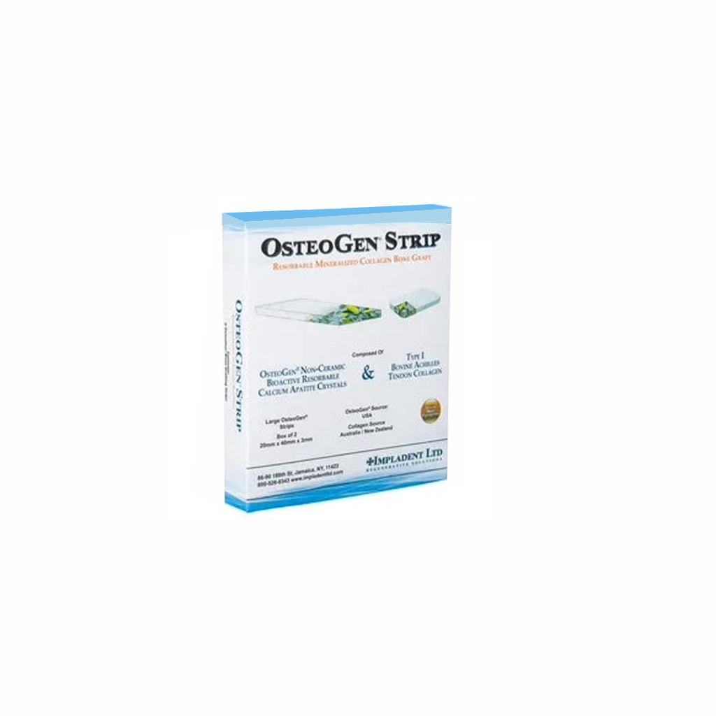 OsteoGen Strip – 20mm x 40mm x 3mm Large Resorbable Mineralized Collagen Bone Graft, 2/Box